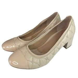 Vionic Womens Ruby Leather Quilted Block Heeled Flats Size 8.5